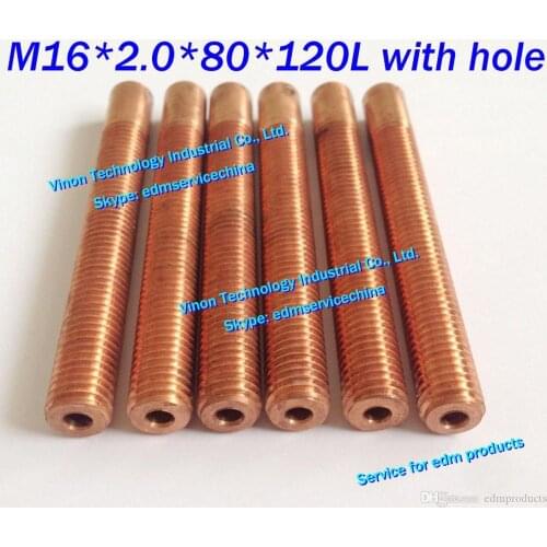 5PCS Pack) M16*2.0*80*120mm edm Copper Threading Electrode with hole (thread length 80mm), EDM Tapper Electrode Copper M16