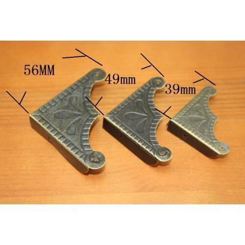 50Pcs 56MM/49MM/39MM Large Antique wrap angle / corner decorative wooden gift box / tin Right Angle Corner / box four corners