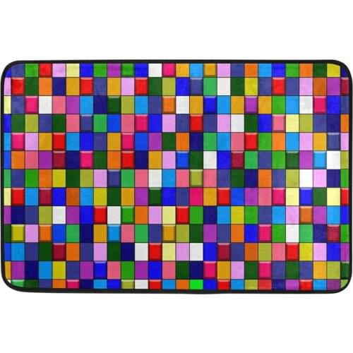 Rainbow Of Colorful Boxes Abstract Geometric Doormat Floor Mat Home Creative Design Water Absorption Non-slip Carpet Rug 40*60cm