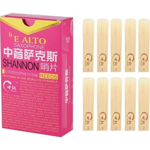 10pcs/ Box Saxophone Reeds Elementary Eb Alto Saxophone Sax Reeds Strength 2.0/ 2.5/ 3.0 for Beginners Woodwind Instruments