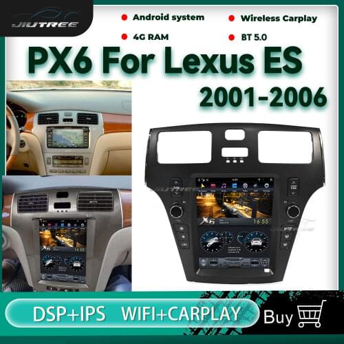 2 Din PX6 Android Car Radio For Lexus ES 2001-2006 Auto Multimedia Player Tesla Screen Built In Carplay DVD