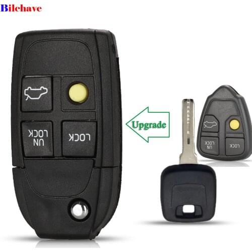 Bilchave 5pcs Modified Flip Folding Remote Car Key Shell Case Fob 4BT For Volvo XC70 XC90 V50 V70 S40 V40 V90 C70 S60 S80 S70
