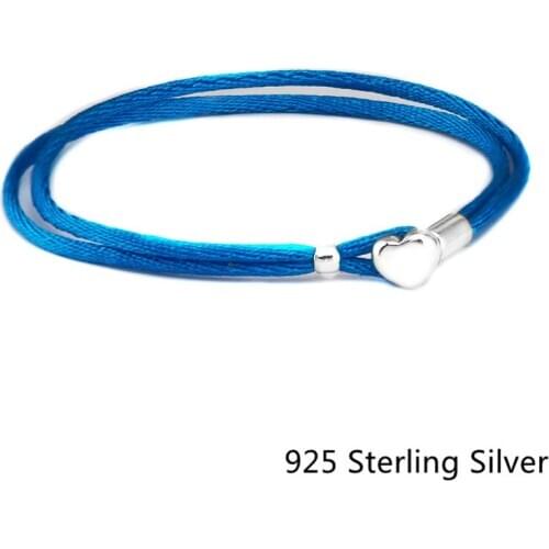 CKK 925 Sterling Silver Fabric Cord Bracelet, Turquoise For Women Original Jewelry Making Anniversary Gift