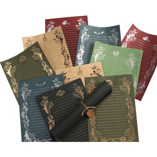 4Pcs/Pack Retro Hot Stamping Envelope Paper Stationery Beautiful Romantic Pattern Creative Love Blessing Letter Paper