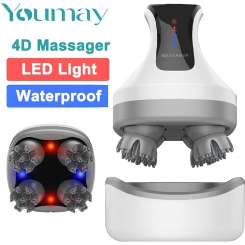 Youmay 4D Electric Head Massager Waterproof Wireless Scalp Massage Pet Cat Dog Body Deep tissue Kneading Vibrating