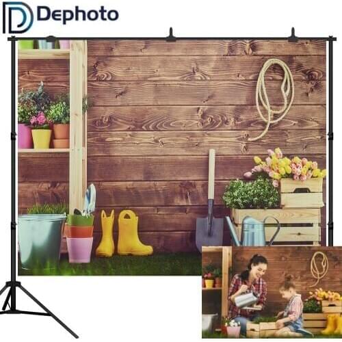 Dephoto Spring Easter Photography Backdrops Grass Wooden Wall Baby Shower Kids Newborn Portrait Background Photo Studio Shooting