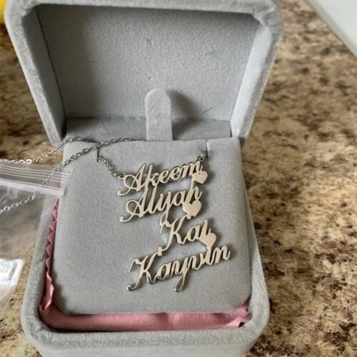 Customized 1-6 Names Necklaces Stainless Steel Rose Gold Color Multiple Love Heart Necklaces Personalized Family Memorial Gifts