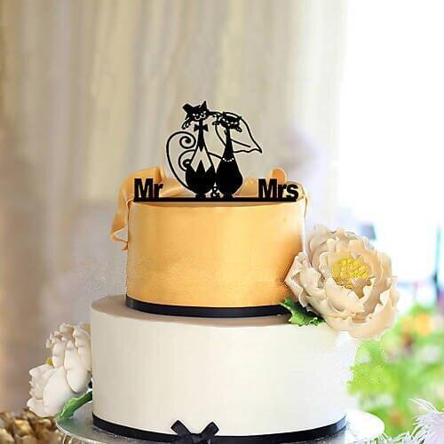 Cats Couple Black Acrylic Wedding Cake Topper Cake Decorating wedding deocration