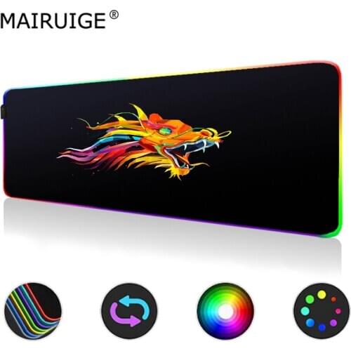 Dragon RGB Mouse Pad Large Character Anime DIY Custom LED XXL Glow Color Light Gaming MousePads Desk Mat with Backlight 90x40cm