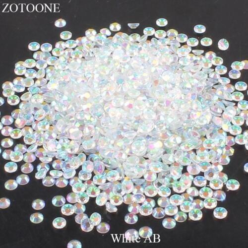 ZOTOONE White AB Resin Flat Back Crystal Nails Non Hotfix Rhinestone For Clothes Decoration Stones And Crystals Applique E