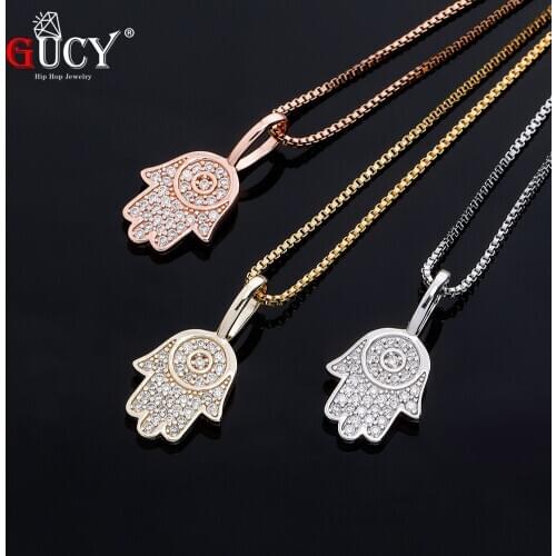 GUCY 925 Sterling Silver Hand Pendant High Quality Iced Out Cubic Zirconia Hip Hop Fashion Delicate Jewelry For Gift