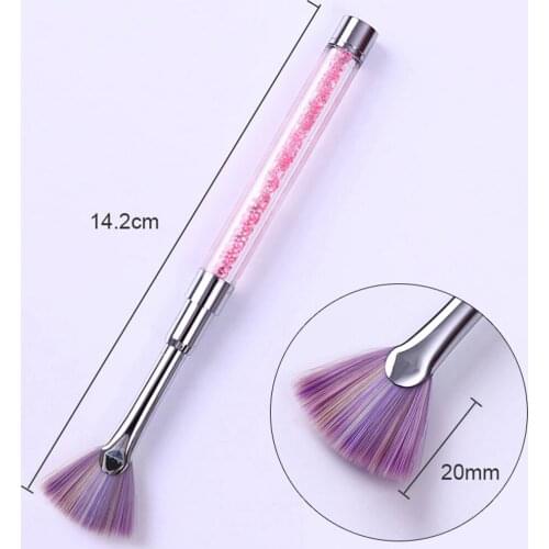 Hot! Rhinestone Handle Fan Shape Nail Brush Gradient Dust Glitter Powder Remover Nail Art Drawing Pen Painting Manicure Tools