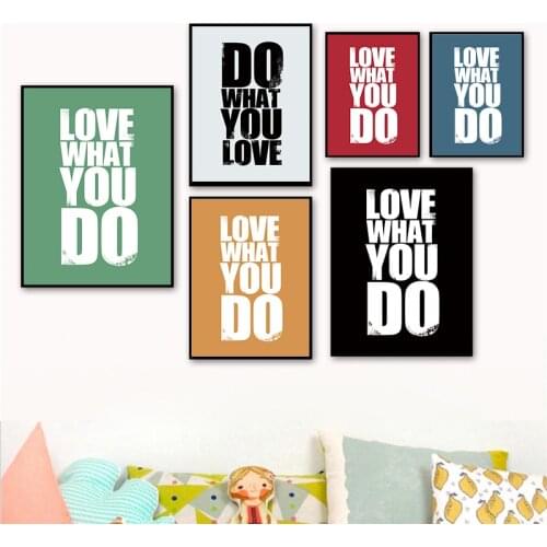 Nordic Do What You Love Quote Motivational Wall Art Canvas Painting Poster Print Morderm Wall Art Picture Living Room Home Decor