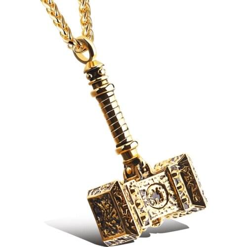 FATE LOVE Retro personality Boy Men hammer pendant statement necklaces Stainless steel chain fashion mens jewelry