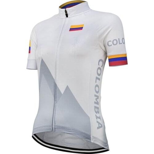 Colombia 2020 New Team Women White Cycling Jersey Customized Bike Road RACE Team Summer Racing clothing Tops Bicycle Clothes