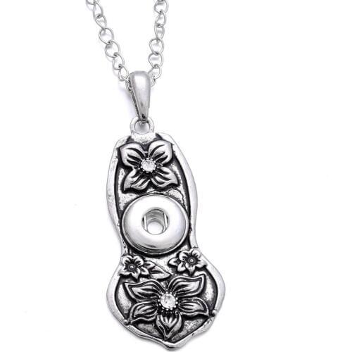 New Snap Jewelry Trendy Ethnic Style Flower Pendant Snap Necklace Fit DIY 12MM Snap Buttons Jewelry For Women Necklace