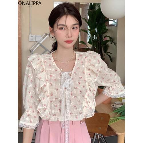 Женские рубашки с рюшами Onalippa China At AliExpress