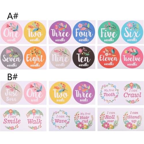First Year Baby Monthly Milestone Photo Sharing Baby Belly Stickers Birth to 12 Months and 8 Bonus Achievement Stickers