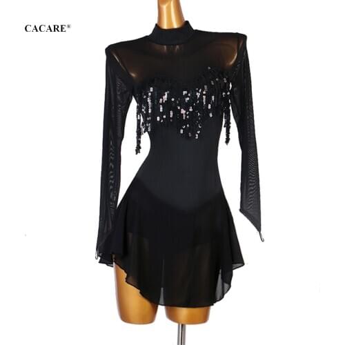 CACARE Figure Skating Dress Women Girls Customize Competition Ice Skating Dresses Latin Dance Costumes D0876 Black