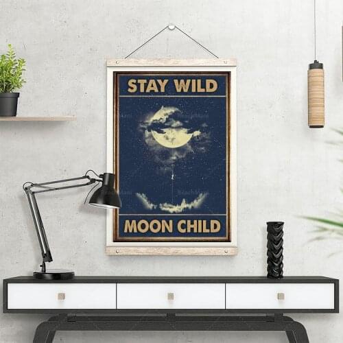 Fly to the moon poster, Stay Wild Moon children’s poster, Vintage moon poster, Stay Wild Moon children’s vintage poster, hippie
