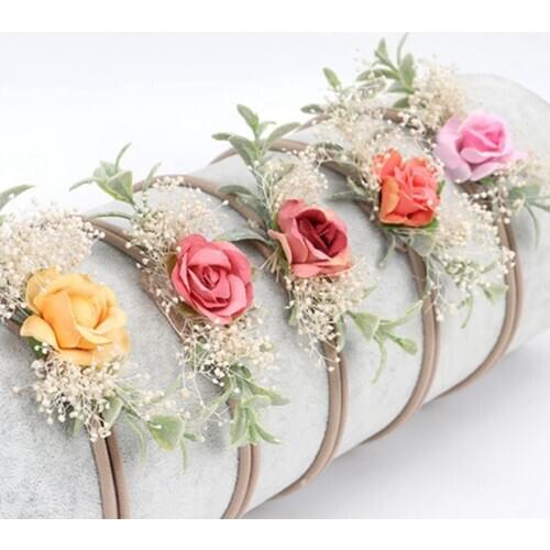 Flowers Newborn Baby Girl Headband Elastic Nylon Infant Turban Headbands Hairband For Girls Hair Accessories Photography Props