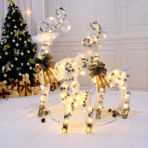 Christmas wrought iron luminous Christmas elk white snowman Christmas tree large ornaments hotel window decorations navidad 2022