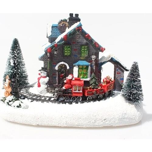 Christmas Snow House Lighting Music Merry Christmas Decorations For Home Xmas Gifts Cristmas Ornaments New Year 2022 Use Battery