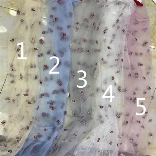 Mesh Bottom Small Rose Embroidery Lining Womens and Childrens Clothing Skirt Wedding Dress Embroidery Fabrics