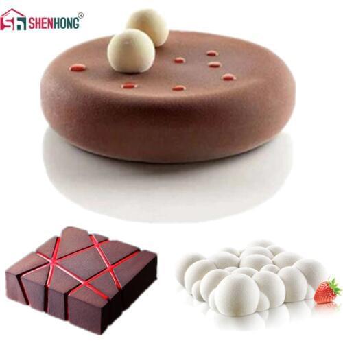 SHENHONG 3PCS/Set Cake Decorating Mold 3D Silicone Molds For Baking Cloud Round Cakes Chocolate Brownie Mousse Make Dessert Pan