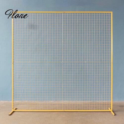 Wedding arch mariage metal arch mesh background Party square Grid Arch gold white black flowers Backdrop Stand Decoration