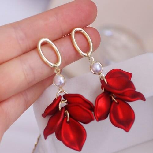 Handmade Resin Flower Dangle Drop Earrings Cute Flower Long Earrings for Women Elegant Sweet Party Jewelry Accessories Brincos