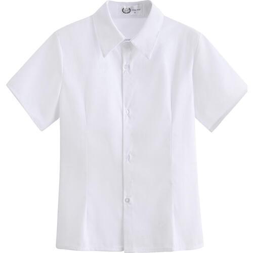Hot Korean Girl School Uniform College Wind Jk Shirt Summer New V-neck Short Sleeve Work Uniform Student Tops Loose White Shirt