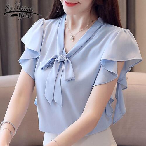 Womens tops and blouses camisas mujer women chiffon blouse blusas mujer de moda 2021 women blouses short sleeve shirts 4080 50