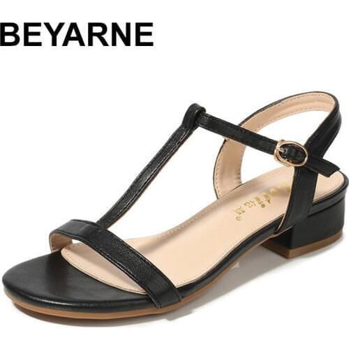 BEYARNENew wild flat bottom Roman sandals woman summer open toe T word flat with wild breathable shoes for women sandalia femini