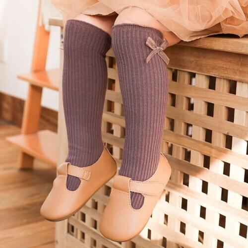 10pair/lot Fashion Cheap Baby Toddler Bowknot Girls Children Knee High Sock Legging Covering Long Socks Warmer Booties Wholesale
