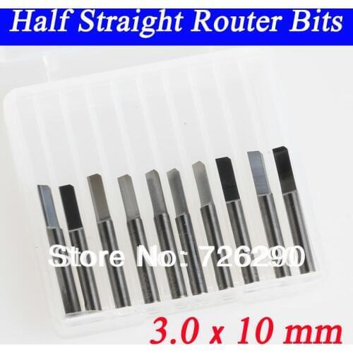 10pcs 3.175*3.0*10mm carbide half straight router bits for cutting and carving HUHAO