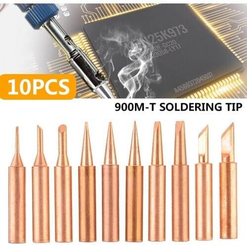 10Pcs Soldering Tip Set Pure Copper for Lower Temperature Soldering Tools Parts Electric Iron Head Series Solder Tools