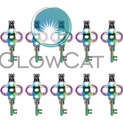 10x C53 Colorful Key Beads Cage Jewelry Making Perfume Essential Oil Diffuser Pearl Cage Locket Pendant
