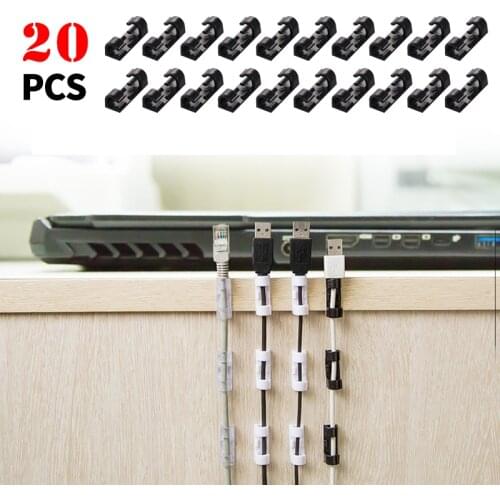 20pcs Cable Clips Finisher Wire Clamp Wire Organizer Buckle Clips Ties Fixer Fastener Holder Data Usb Winder Wiring Accessories