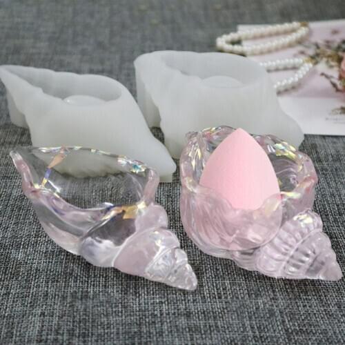 3D Mirror Three-dimensional Conch Silicone Mold Practical Clay Mold Crystal Epoxy Mold Fashion Ocean Shell Makeup Storage Box