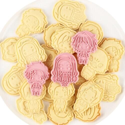 6PCS/set Demon Slayer Cookie Cutter Baking Tools for Cake Moulds Plastic Cookie Stamp