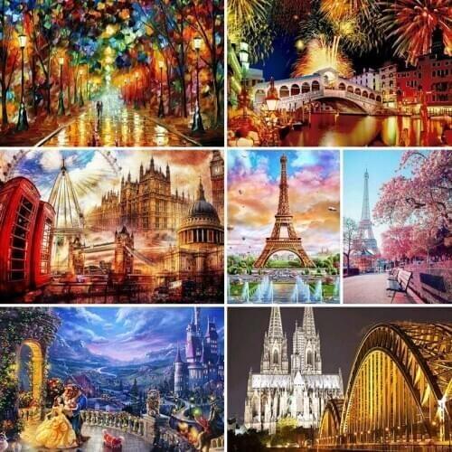 40x50x60x70 diamond painting 5D Full Square embroidery mosaic Cross Stitch Ferris wheel building DIY home Decoration gift