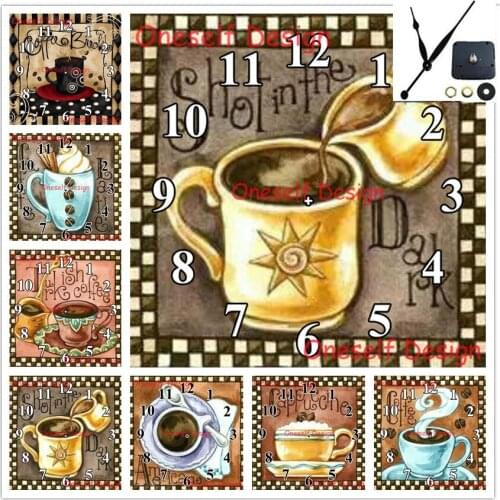 Diamond painting with Mechanical clock coffee 5d diamond embroidery full set with clock diamond mosaic sale rhinestone pictures