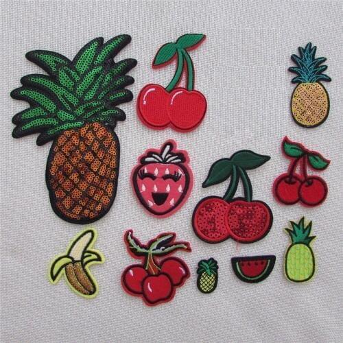 2016 year all kinds style fruit modelling hot melt adhesive applique embroidery patch DIY clothing accessory patches stripes
