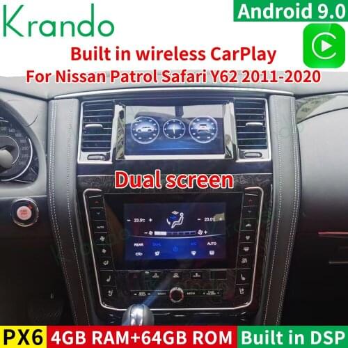 Krando Android 9.0 8" vertical screen android car radio For Nissan Patrol Safari Y62 2011-2020 car head unit wireless carplay