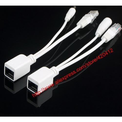 Free shipping 1 Passive Power over Ethernet POE Cable Adapter RJ45 Injector + Splitter 5v 12v 24v 48v Computer Cables &Connector