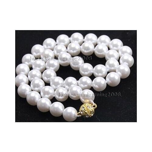 Free Shipping 12mm White South Sea Shell Pearl Necklace 17" AAA+ G19 Factory Wholesale price Women Gift word Jewelry
