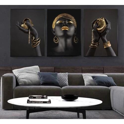 Black Hand Holding Silver Jewelry Wall Art Canvas Painting Home Wall Decoration Picture Prints Scandinavian Living Room Wall Art