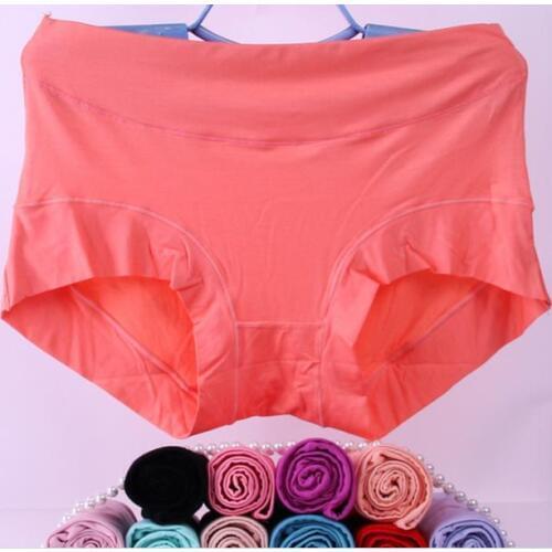 KL156 Women solid super elastic underwear women simple ruffles plus size panties briefs