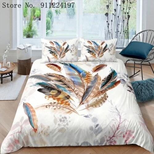 3D Color Feather Bedding Set High Quality Duvet Cover Set Twin/Full Queen/King White Comforter Bed Linens Microfiber Bedclothes